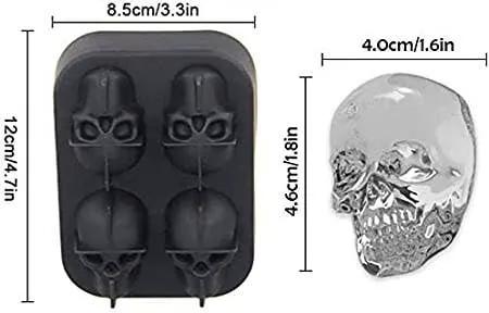 Silicone 3D Skull Ice Cube Tray, black, 4-cavity mold by The Country Christmas Loft on Tampa Home & Garden Store