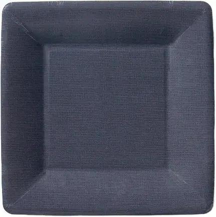 Classic Linen Black Square Dessert Plate with textured finish for elegant dining on Tampa Home & Garden Store