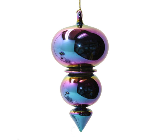 Chromatic Egyptian Glass Double Torus with Spire Ornament - Tampa Home & Garden Store