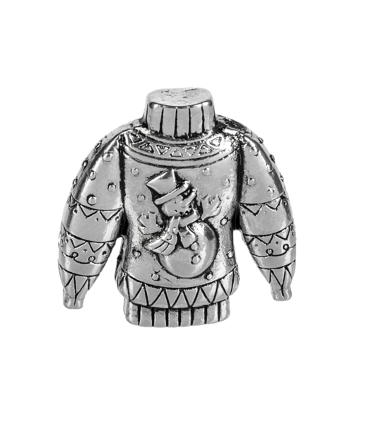 Ugly Christmas Sweater Charm, silver metal with snowman motif by The Country Christmas Loft on Tampa Home & Garden Store