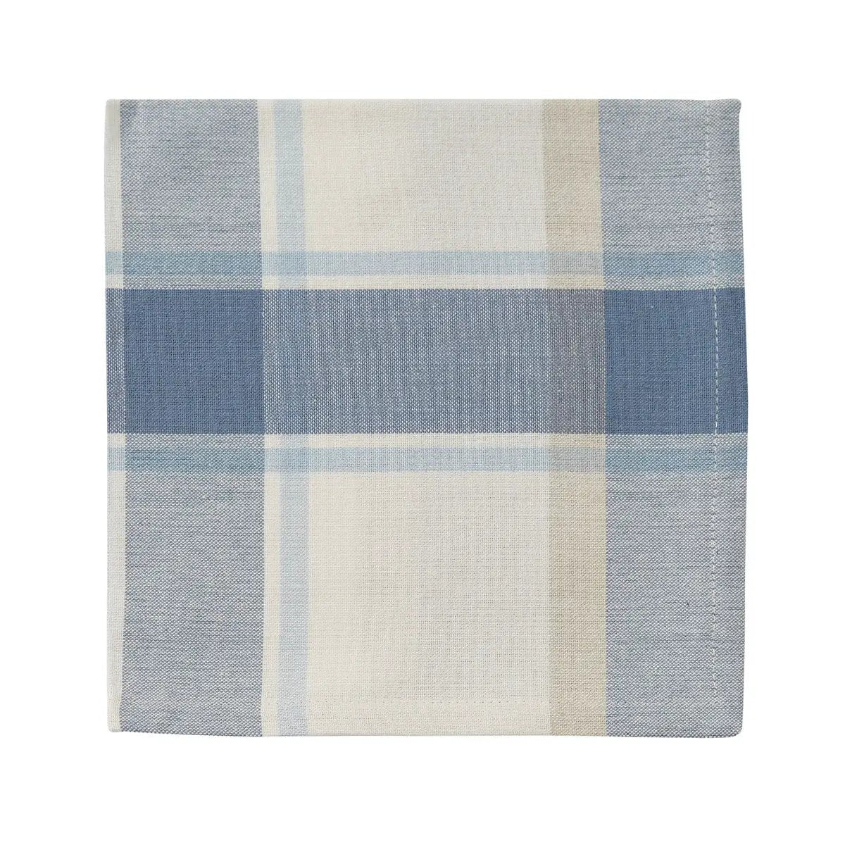 Aviary Napkin Williamsburg plaid blue cream linen napkin on Tampa Home & Garden Store