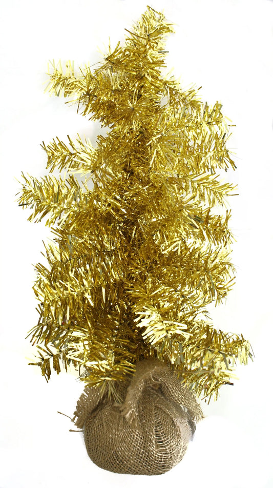 Golden Tinsel Tree 20in tall gold tinsel on burlap base The Country Christmas Loft on Tampa Home & Garden Store