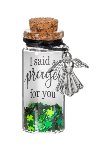 Bracelet with glass bottle pendant by The Country Christmas Loft; cork stopper, black ribbon, angel charm on Tampa Home & Garden Store