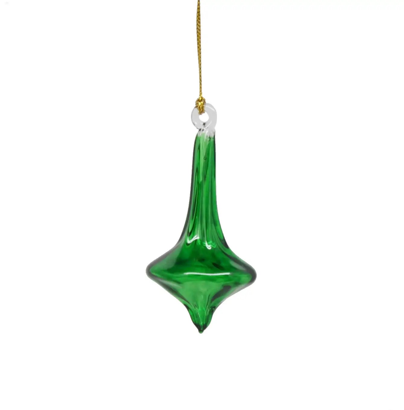 Green blown glass teardrop ornament low bulge Egyptian Glass by The Country Christmas Loft on Tampa Home & Garden Store
