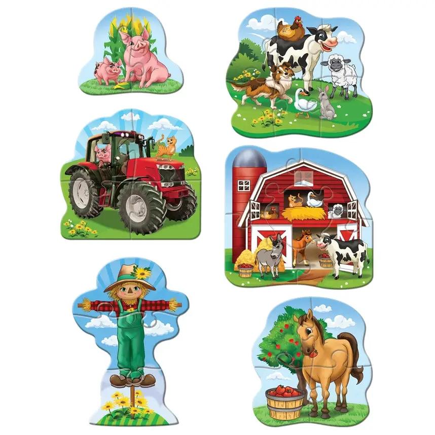 Old MacDonald's Farm 6 Pack Shaped Puzzles with pigs, tractor, barn and scarecrow on Tampa Home & Garden Store