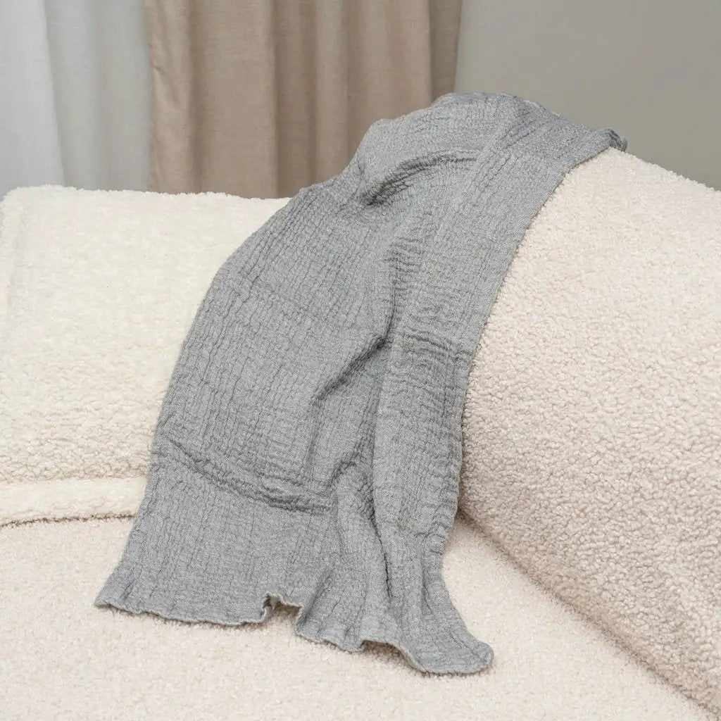 Everything Towel for Cleaning and Drying gray towel on cream washcloths on Tampa Home & Garden Store