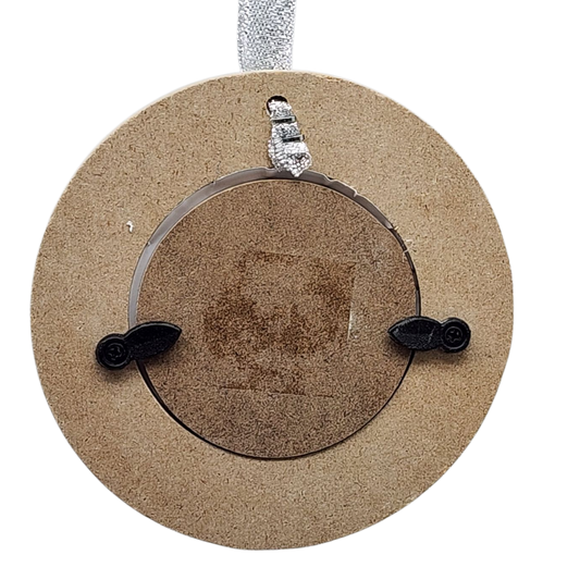 First Christmas as Grandma Photo Ornament cork round with silver hanger on Tampa Home & Garden Store