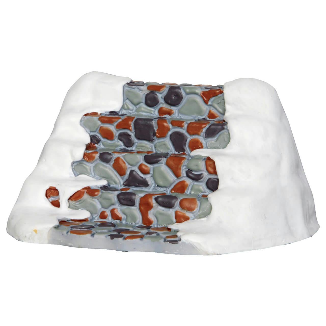Little Stone Steps Christmas Village Pathway mosaic stones red gray green with snow on Tampa Home & Garden Store