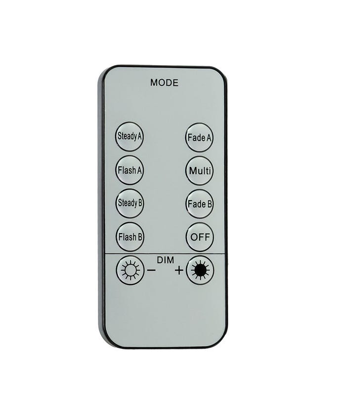 Remote control for 100-light battery-operated dual-color LED set with mode and dim on Tampa Home & Garden Store