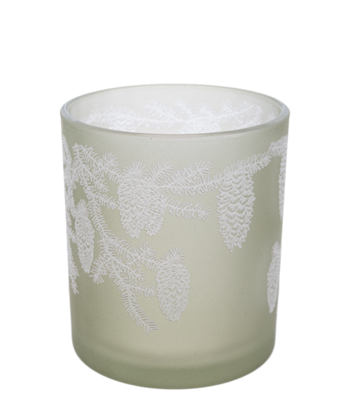 Pine and Acorn Tealight Holder, sage glass with pinecone motif by Country Christmas Loft on Tampa Home & Garden Store