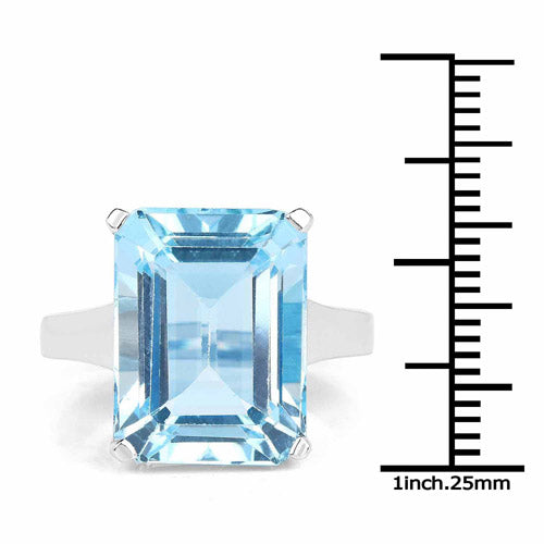Ring: emerald-cut blue topaz in .925 sterling silver, 15.53 ct, by Bids.com on Tampa Home & Garden Store