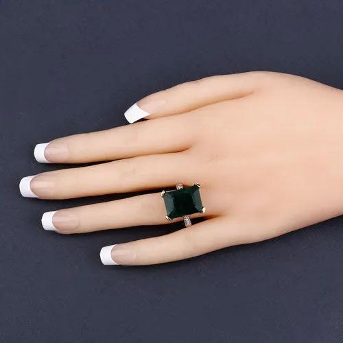 Ring 7.64ct emerald-cut dyed emerald with white diamond accents in .925 sterling silver, Bids.com on Tampa Home & Garden Store