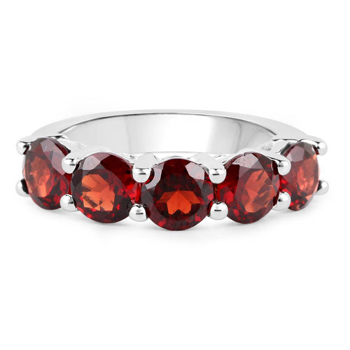 Garnet ring 4.00ct with five oval-cut genuine garnets in a .925 sterling silver band on Tampa Home & Garden Store