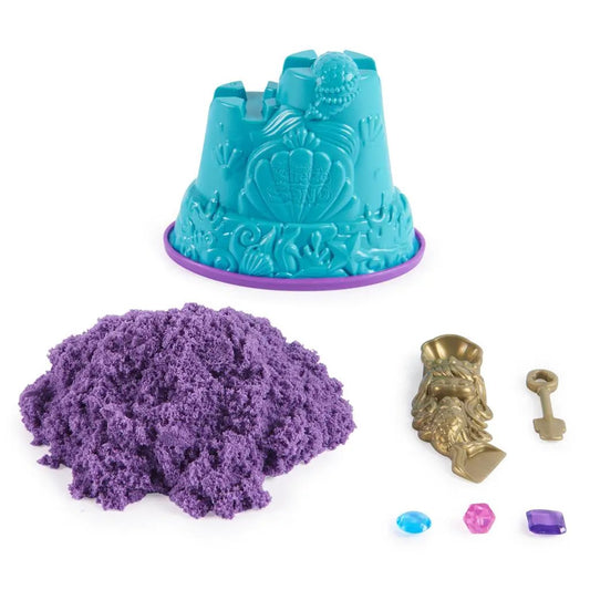 Kinetic Sand Mermaid Treasure Castles and Gems set with teal castle mold and purple sand on Tampa Home & Garden Store
