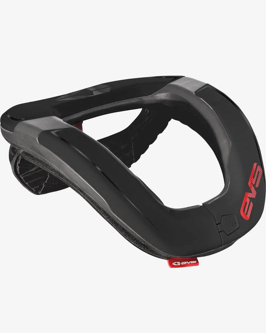 R4 Youth Race Collar neck protection by EVS Sports, black with red EVS branding on Tampa Home & Garden Store
