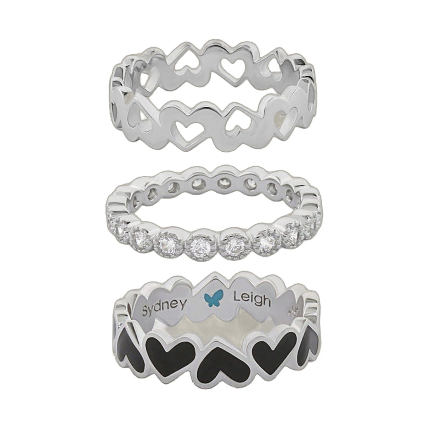 Sydney Leigh Heart Rings Set of 3 silver stackable with heart cutouts by Lauren G Adams on Tampa Home & Garden Store