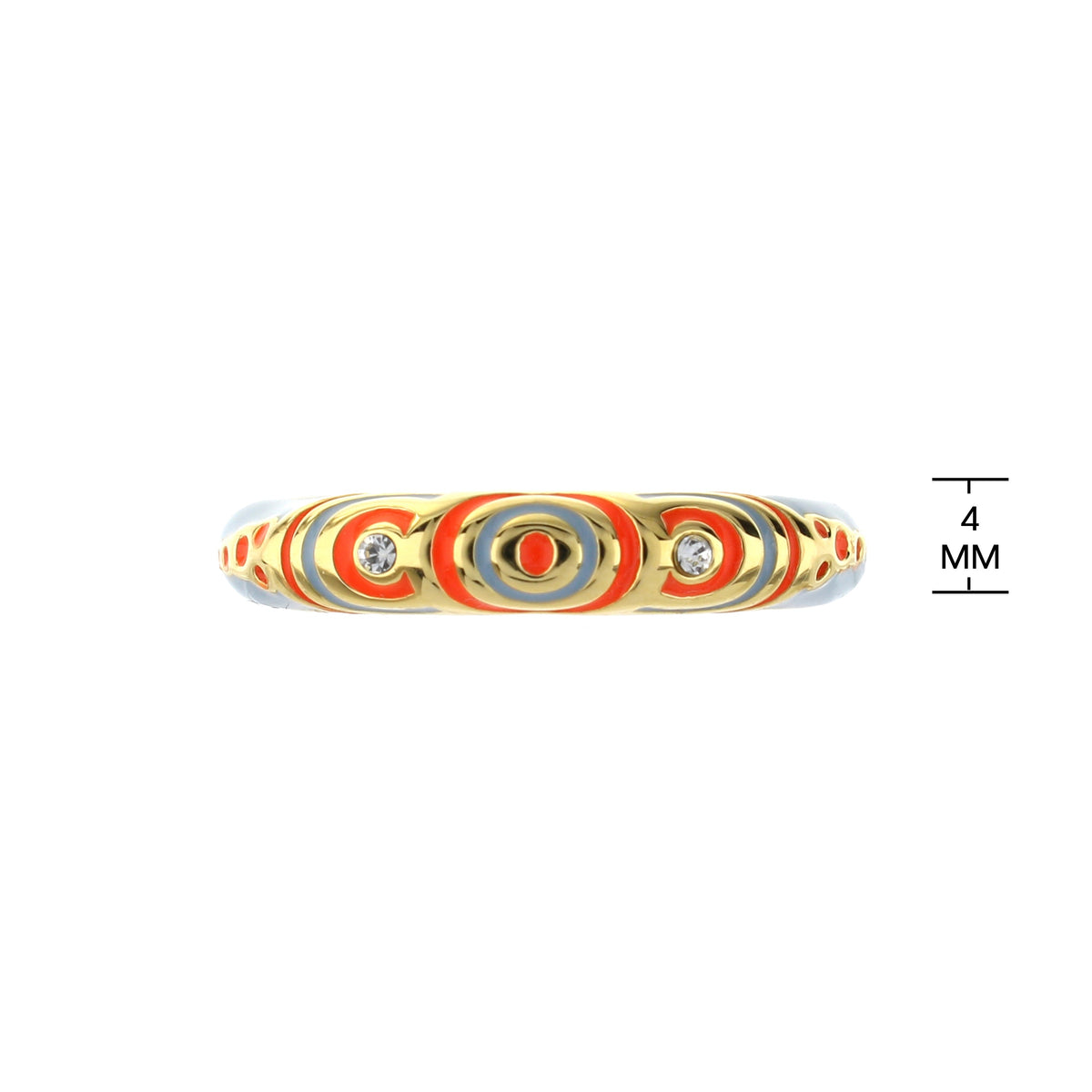 Petit Gateau Stackable Ring Concentric Circles gold with red & gray enamel and crystal accents on Tampa Home & Garden Store