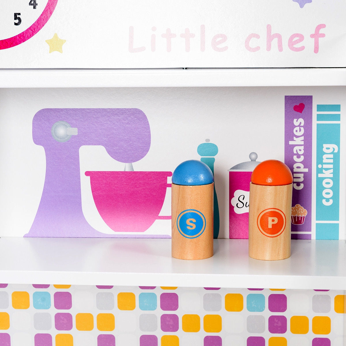 Kids pretend cooking playset with salt and pepper shakers, blue and orange caps on Tampa Home & Garden Store