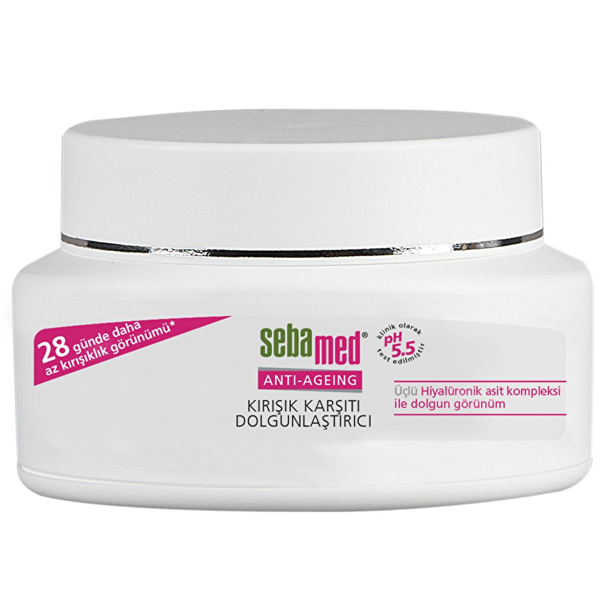 Face cream Sebamed Anti-Ageing jar with pink logo on white container on Tampa Home & Garden Store