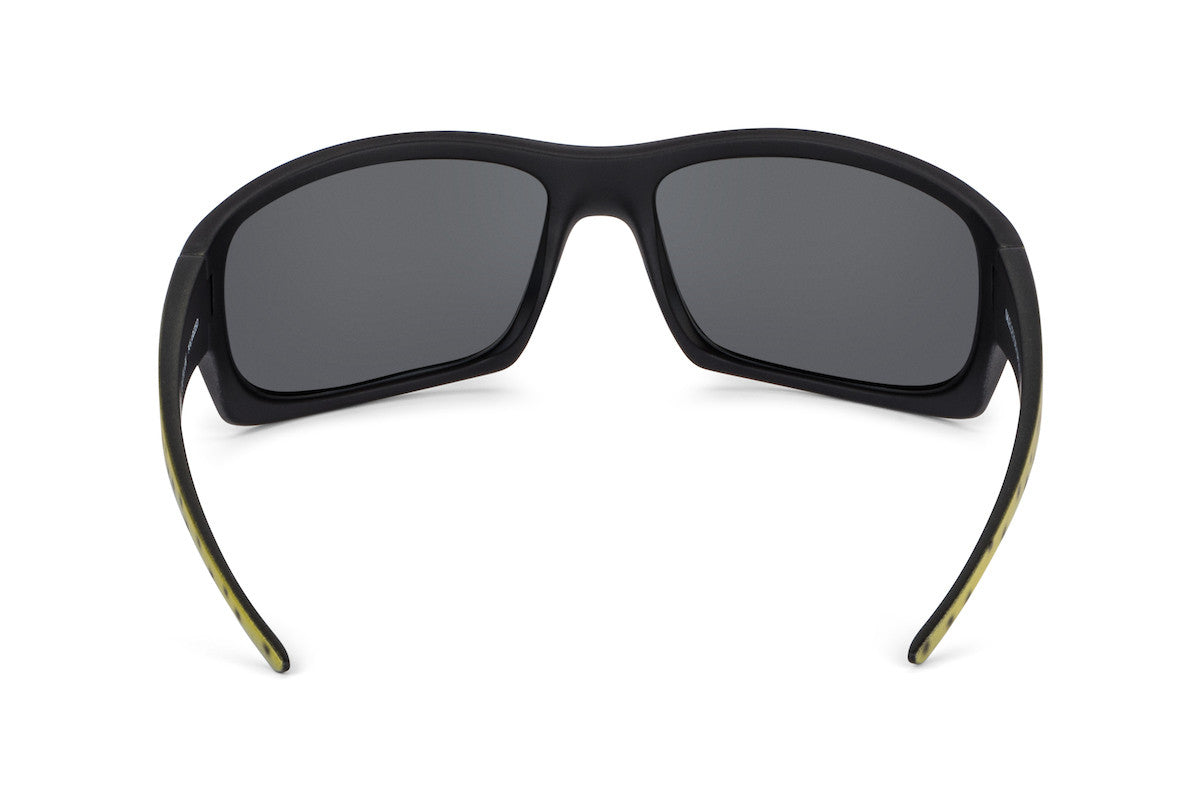 Outlaw Rainbow Trout sunglasses by Skeleton Optics black frame gray lenses and lime temples on Tampa Home & Garden Store