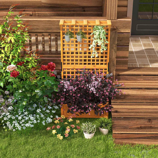 Raised Garden Bed with Trellis and Hanging Roof-Natural - Tampa Home & Garden Store