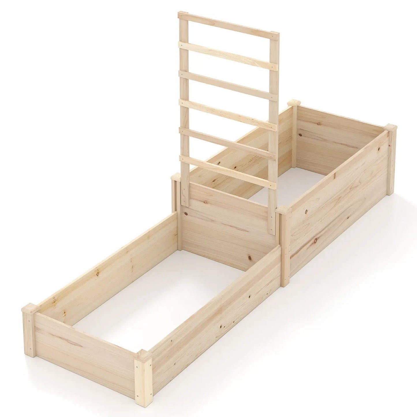 Raised garden bed with trellis, natural wood 87 inch planter with 2 planter boxes on Tampa Home & Garden Store
