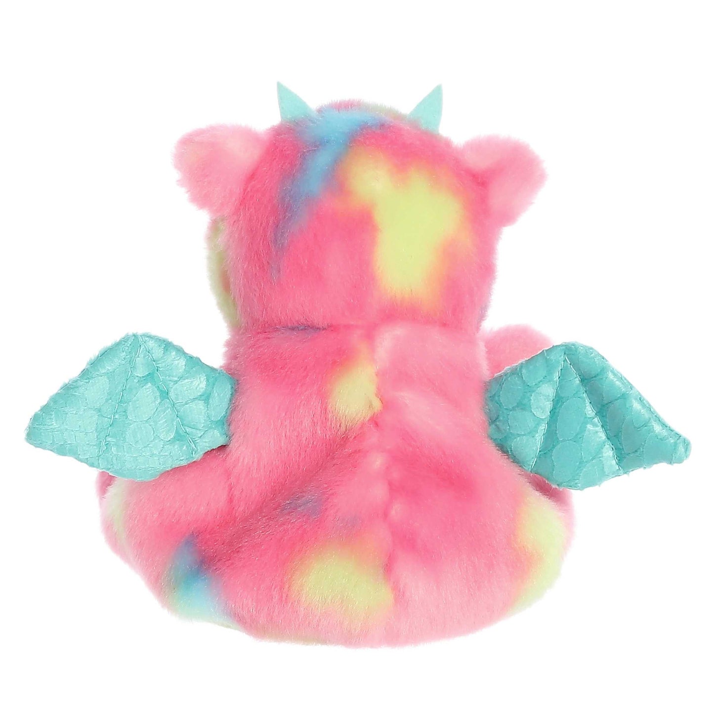 Anya Dragon Palm Pal Plush Toy pink rainbow fur with turquoise wings on Tampa Home & Garden Store