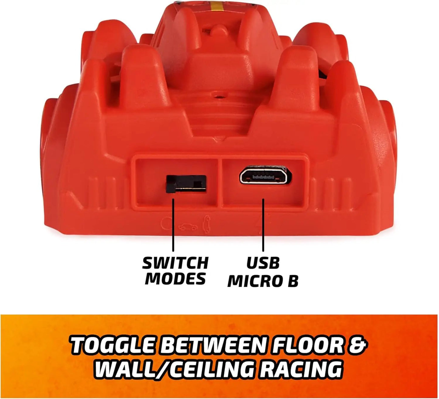 Airhogs Zero Gravity Sprint Wall Climber red chassis with USB micro B port and mode switch on Tampa Home & Garden Store