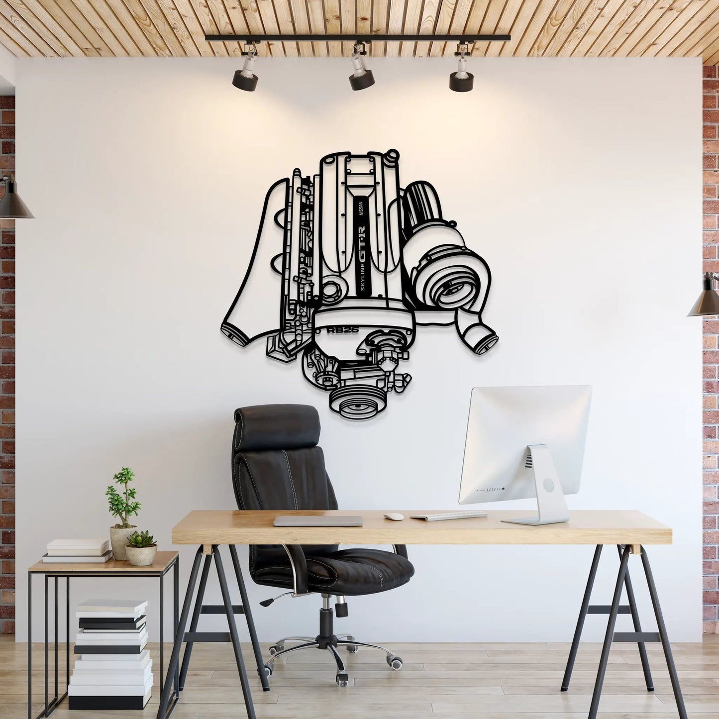 Rb26 Dett Metal Engine Block Wall Art by Modello Turbo in black metal on Tampa Home & Garden Store