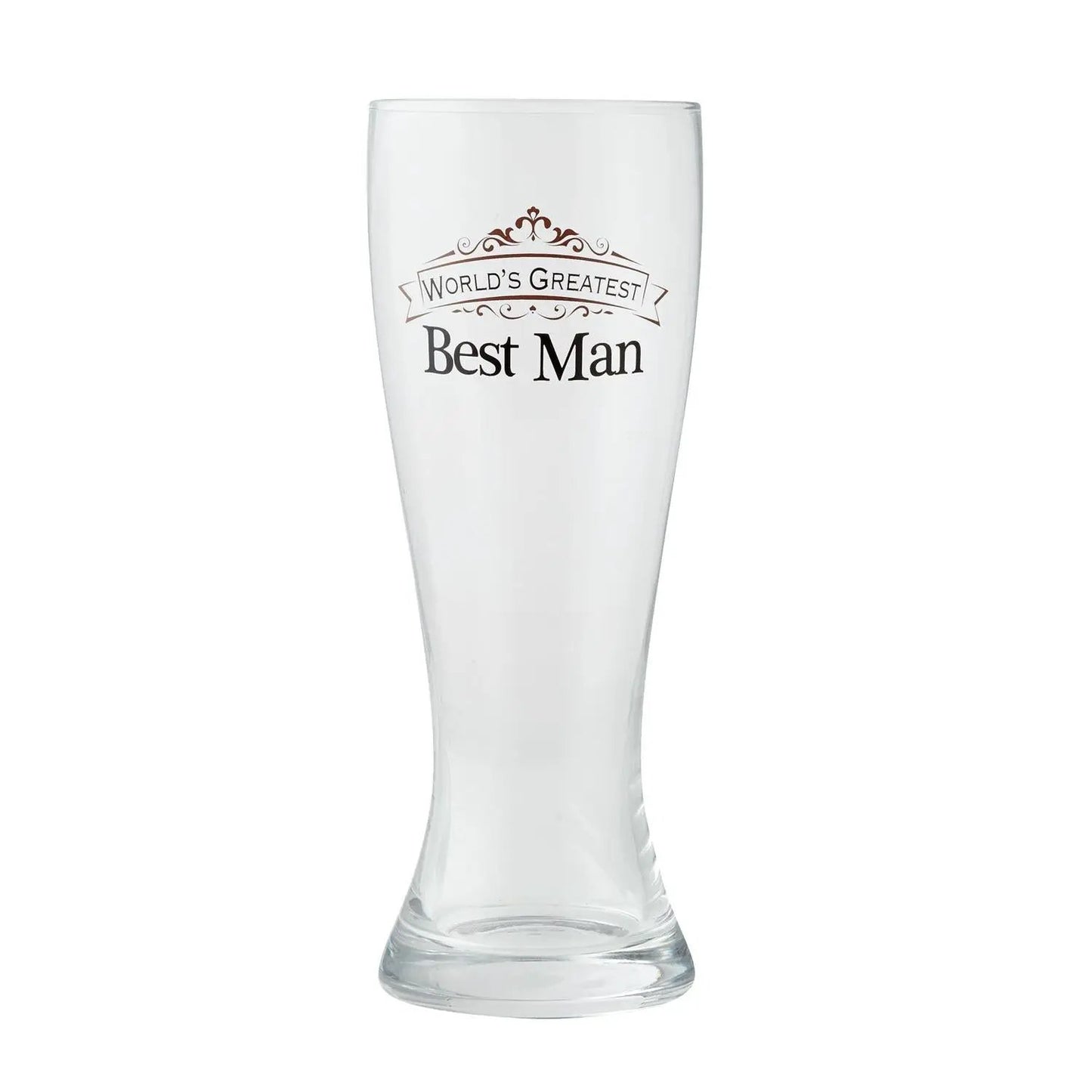 Best Man Beer Glass Pilsner engravable clear glass with World's Greatest Best Man design on Tampa Home & Garden Store