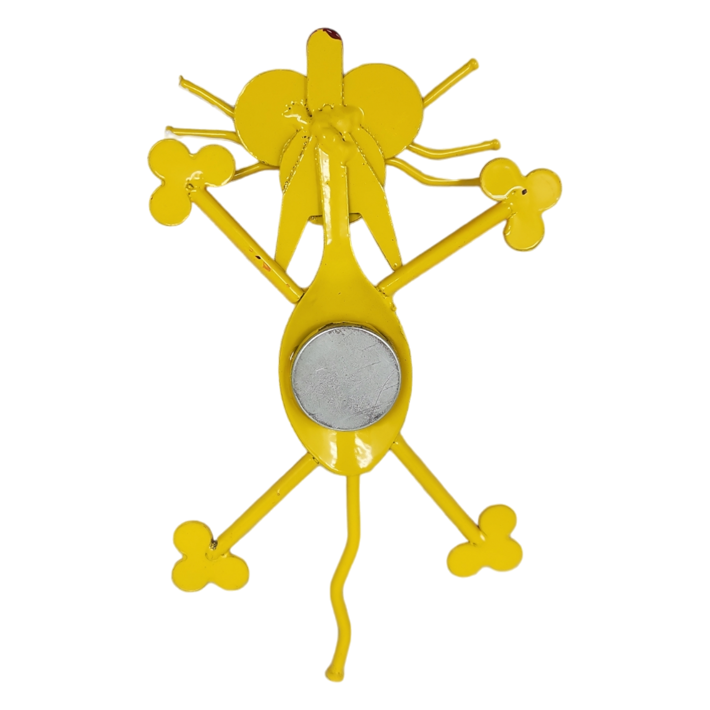 Spoonies Handcrafted Metalwork Cat Magnet yellow metal cat with silver magnet on belly on Tampa Home & Garden Store