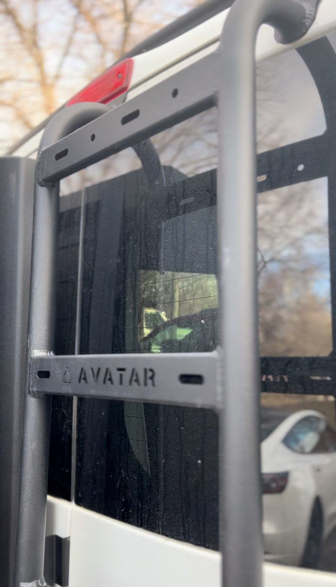 Avatar NV3500 rear ladder, gray metal mounting rack on SUV rear hatch on Tampa Home & Garden Store