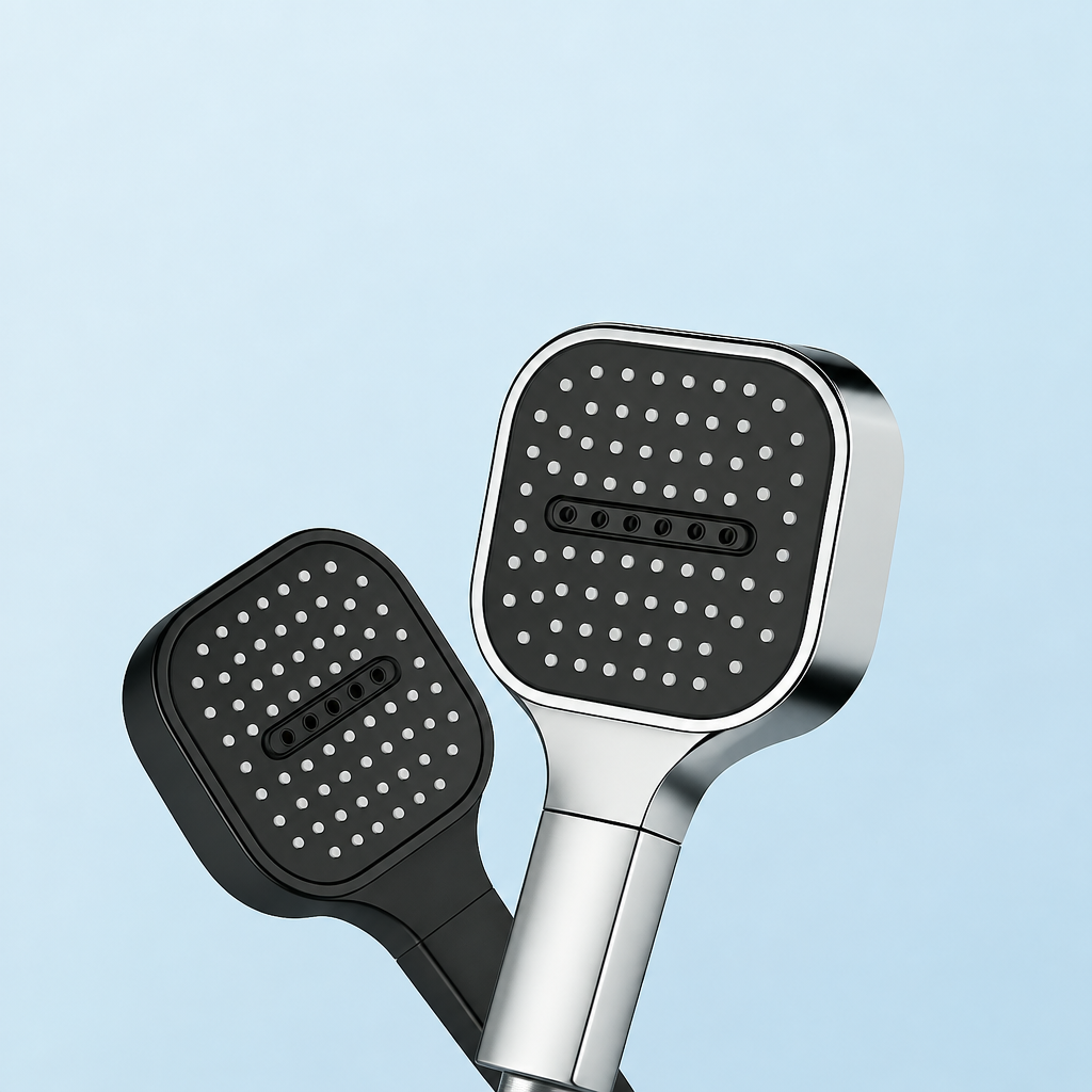 High Pressure Filtered Shower Head handheld set with two heads in chrome and black on Tampa Home & Garden Store