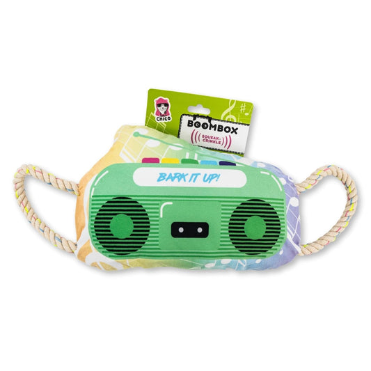 Retro Boombox Plush Dog Toy – with Squeaker & Crinkle Paper for Fun Play - Tampa Home & Garden Store
