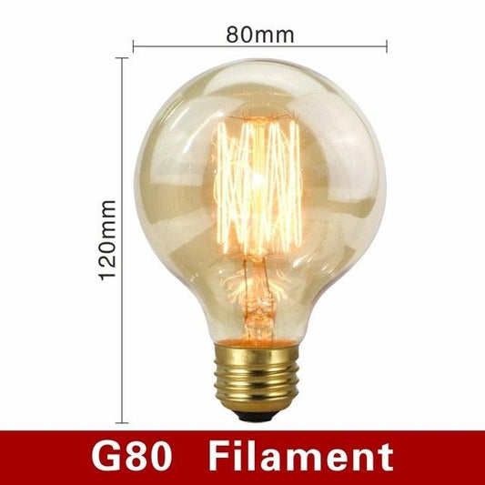 Stevvex G80 Filament LED Edison bulb with warm amber glass for home bedroom decor on Tampa Home & Garden Store