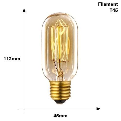 Stevvex vintage Edison bulb with clear glass, warm filament, E27 base, 112mm x 45mm on Tampa Home & Garden Store
