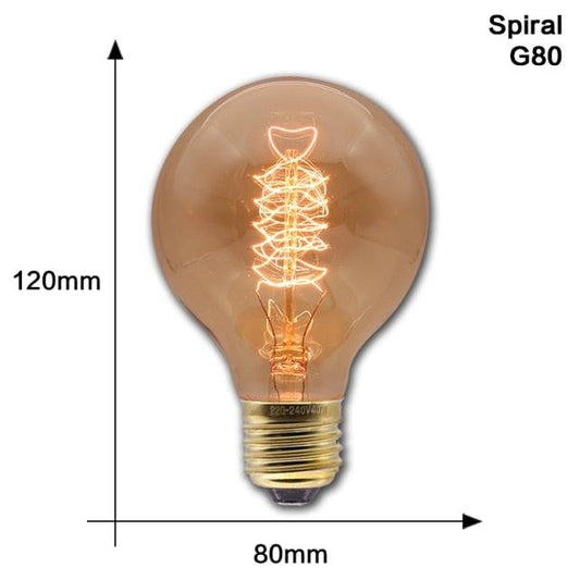 Vintage Edison bulb warm amber glass with spiral filament for home decor on Tampa Home & Garden Store