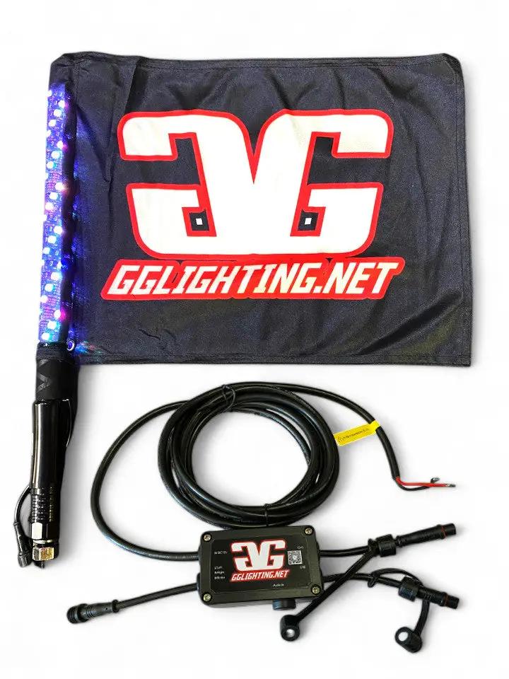 Revo 1.5 Inch RGB Bluetooth Lighted Whip with GG Lighting controller and LED blue glow on Tampa Home & Garden Store