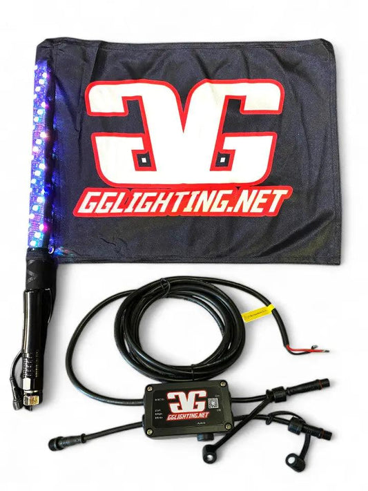 Revo 1.5 Inch RGB Bluetooth Lighted Whip with GG Lighting controller and LED blue glow on Tampa Home & Garden Store