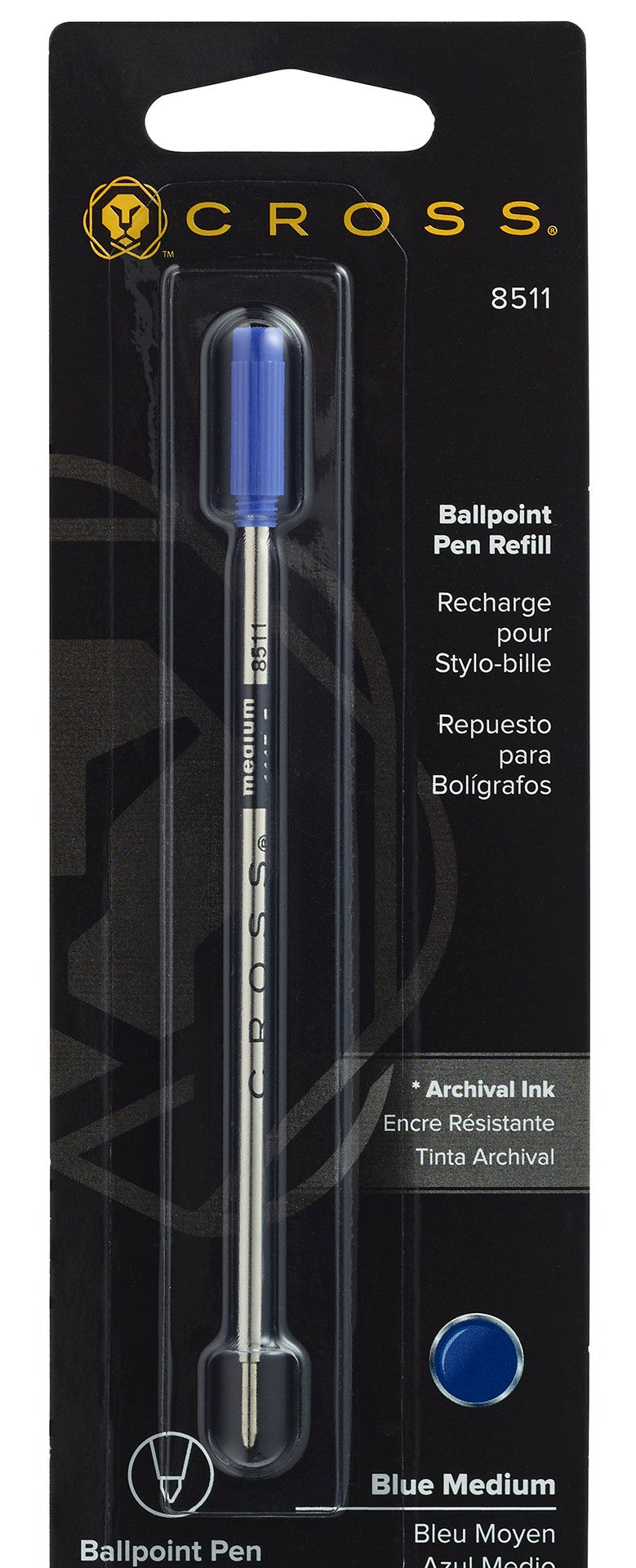 Ballpoint Pen Refill Blue Medium by A.T. Cross archival ink, single pack on Tampa Home & Garden Store