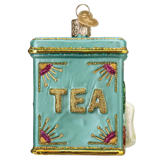 Tea Tin Glass Ornament - Tampa Home & Garden Store