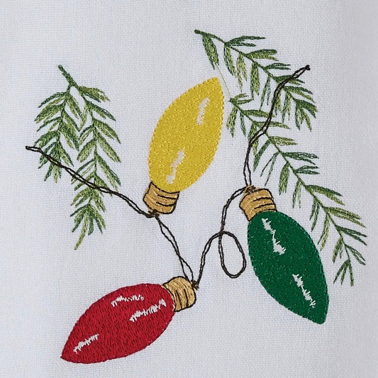 Holiday Lights Dish Towel with embroidery and sprigs by The Country Christmas Loft on Tampa Home & Garden Store