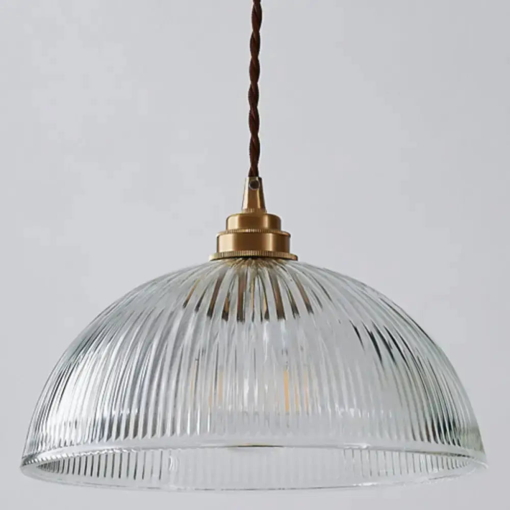 Ribbed glass brass pendant light for dining room by Decorbites, brass shade on Tampa Home & Garden Store