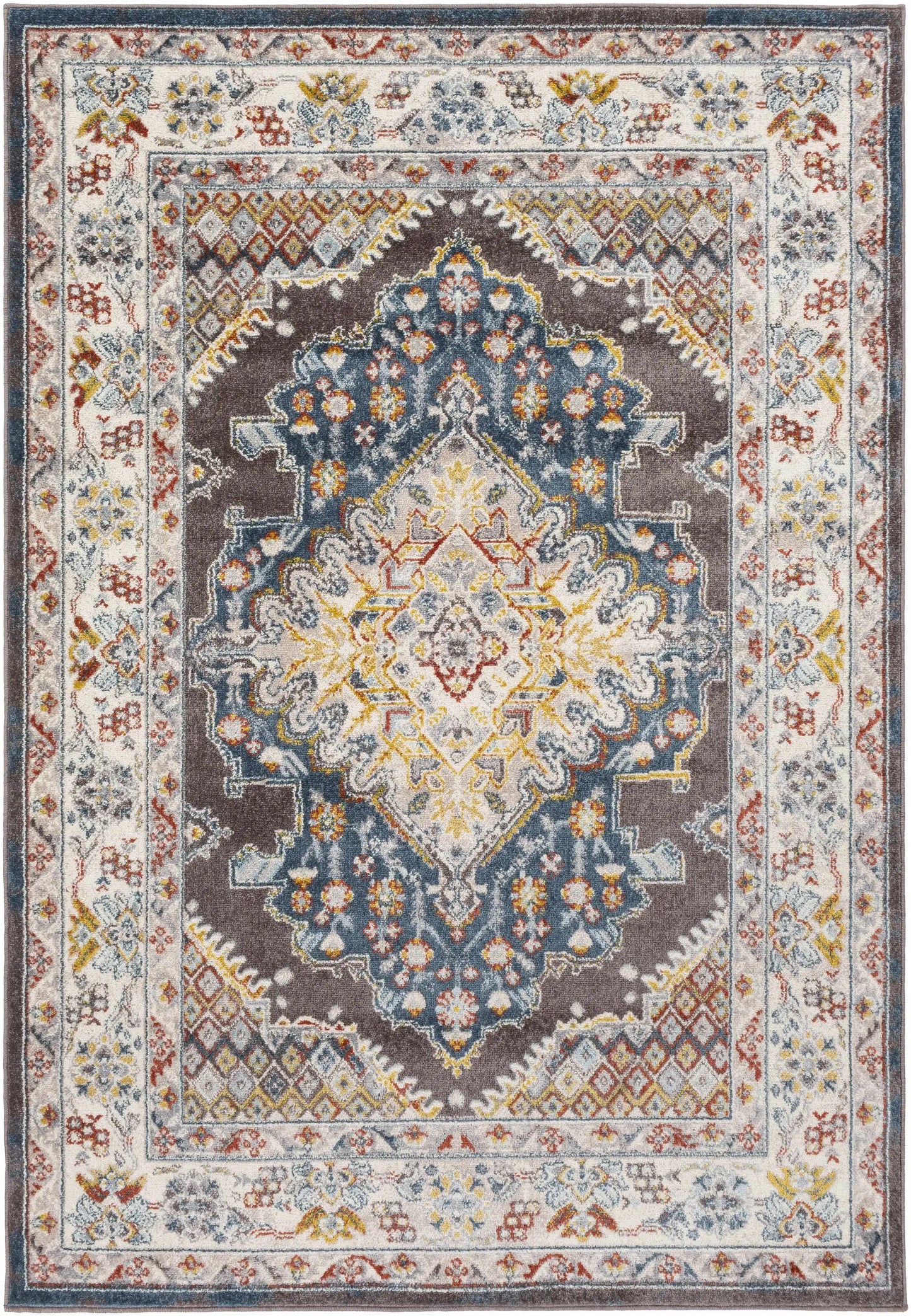 Haymond Brown Medallion Cream Area Rug by Boutique Rugs in brown and cream medallion design on Tampa Home & Garden Store