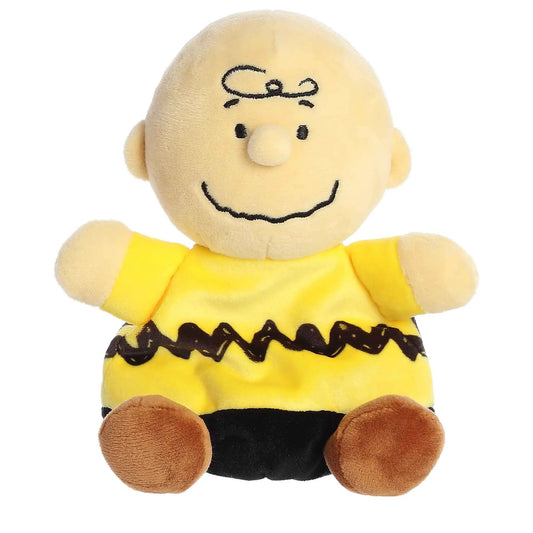 Charlie Brown Palm Pal plush toy, 5 inch, beige plush with yellow shirt and black zigzag detail on Tampa Home & Garden Store