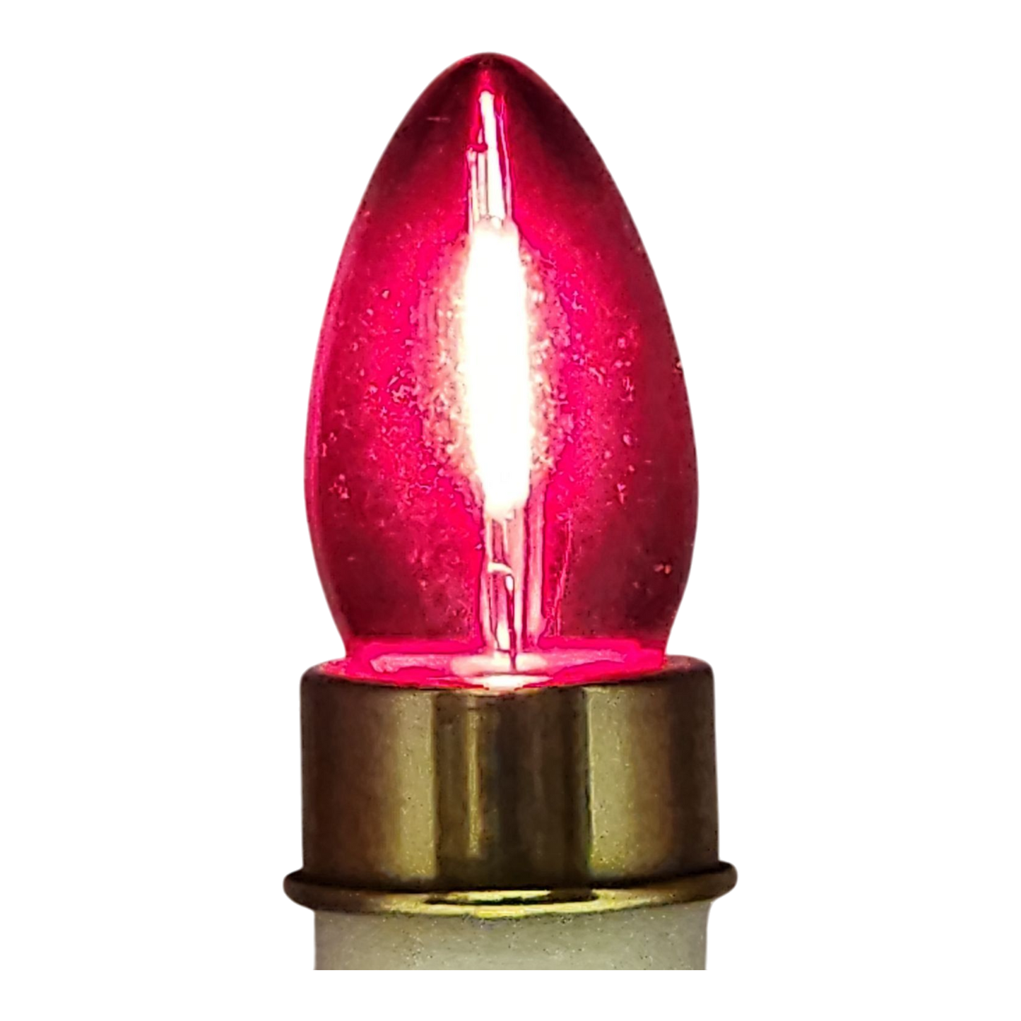 Clear C7 LED bulb red glow, 110V screw-base for string lights on Tampa Home & Garden Store