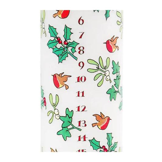 Holly and Ivy Advent Countdown Candle pillar with holly motif by The Country Christmas Loft on Tampa Home & Garden Store
