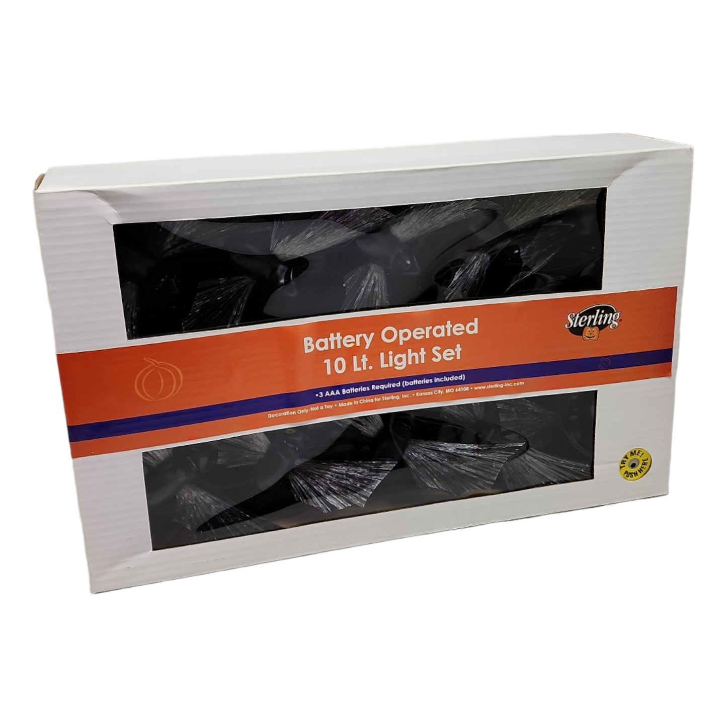 Bat fiber optic 10-light set with sound battery operated Sterling brand Halloween decor on Tampa Home & Garden Store