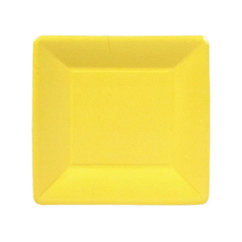 Grosgrain Border Yellow Square Salad Plate disposable paper plate on Tampa Home & Garden Store