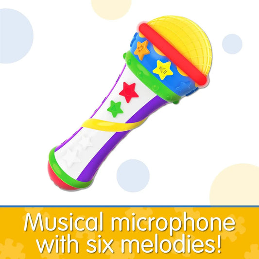 Sing-A-Long Microphone toy for kids with rainbow handle and star buttons on Tampa Home & Garden Store